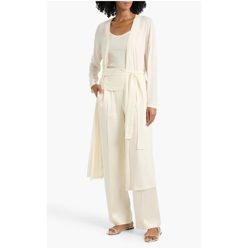 AnotherTomorrow Lyocell-Jersey Lightweight Robe in Ivory Size Small